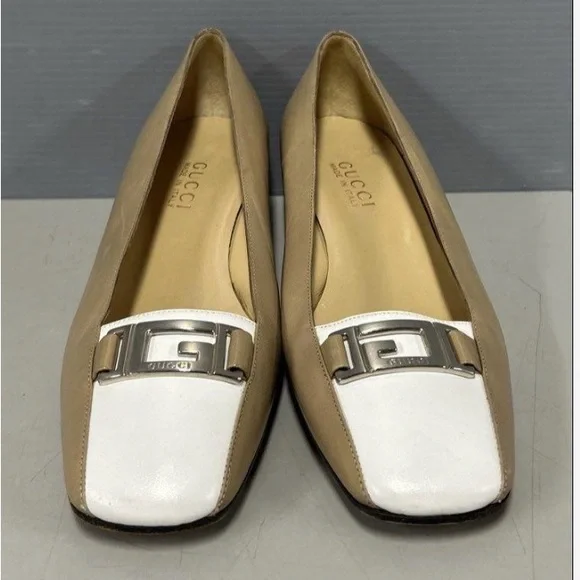 Gucci Marmont Ballet Loafer Beige & White Heels - Size 9B, w/ COA - Picture 4 of 16